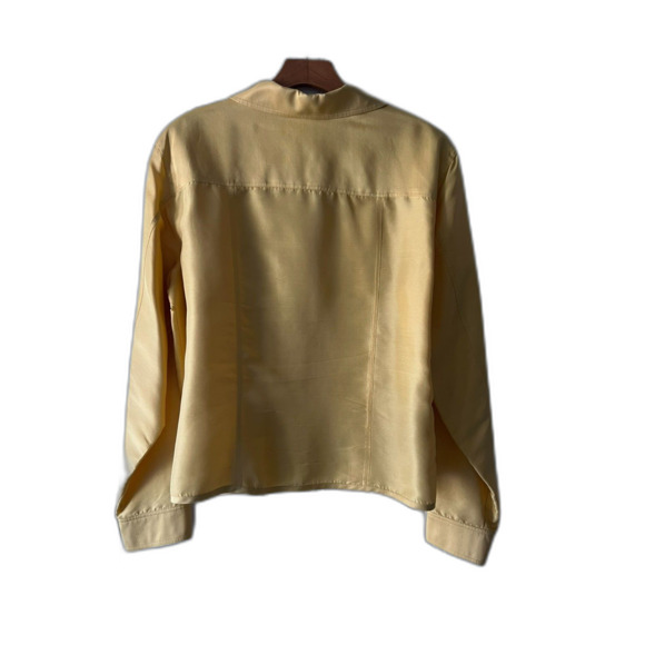 SILK Shacket by Transitions WOMENS Large Yellow Lined - Picture 2 of 3